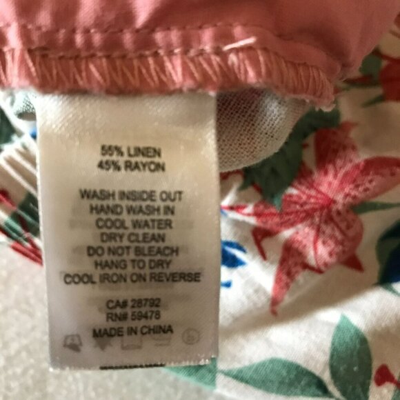 C & C California Shorts Tropical Print Linen Blend Elastic Back Sz 8 Colorful - Picture 13 of 13